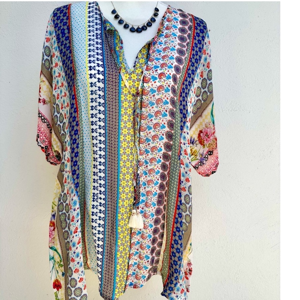 Johnny Was Multicolor Patterned Tunic.